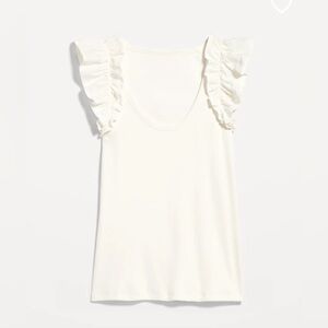 Old Navy White Ruffle Sleeve Tee